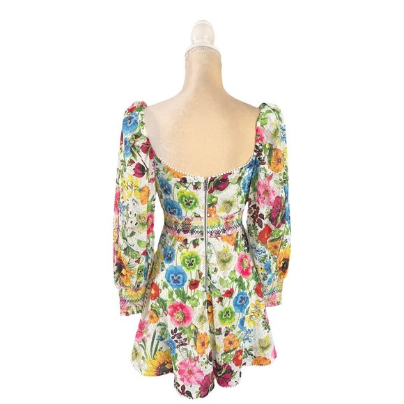 Alice + Olivia Crawford Mini Dress Size 2 Floral Long Sleeve Sunday Stroll - Picture 5 of 7